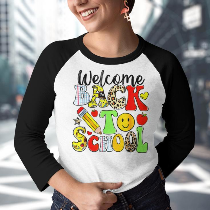 Groovy Teacher Vibes Elementary Retro Welcome Back To School Gifts For Teacher Funny Gifts Youth Raglan Shirt