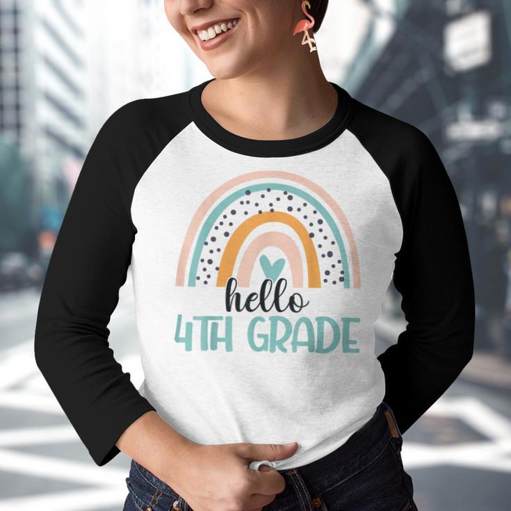 Hello 4Th Grade Teacher Student Back To School Rainbow Gifts For Teacher Funny Gifts Youth Raglan Shirt