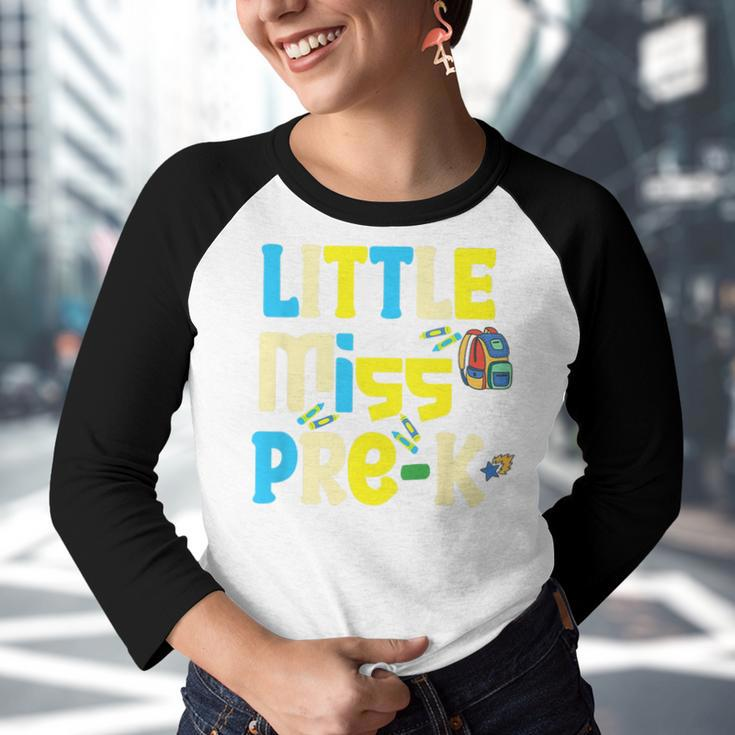 Kids Little Miss Pre-K Girl Back To School Little Miss Gifts Youth Raglan Shirt