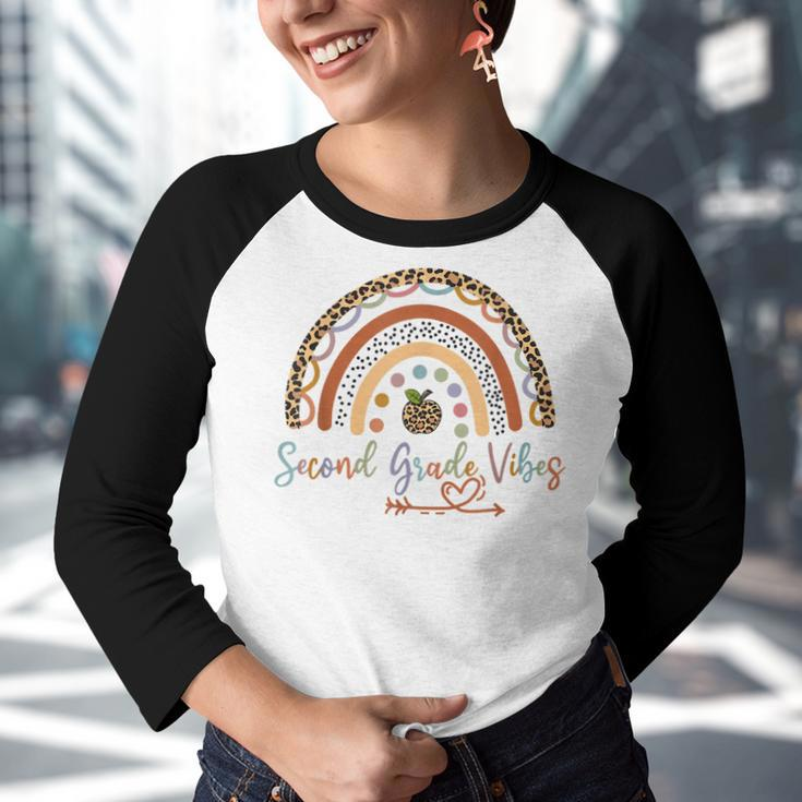 Second Grade Vibes Rainbow Teacher Leopard 2Nd Grade Outfit Rainbow Teacher Funny Gifts Youth Raglan Shirt
