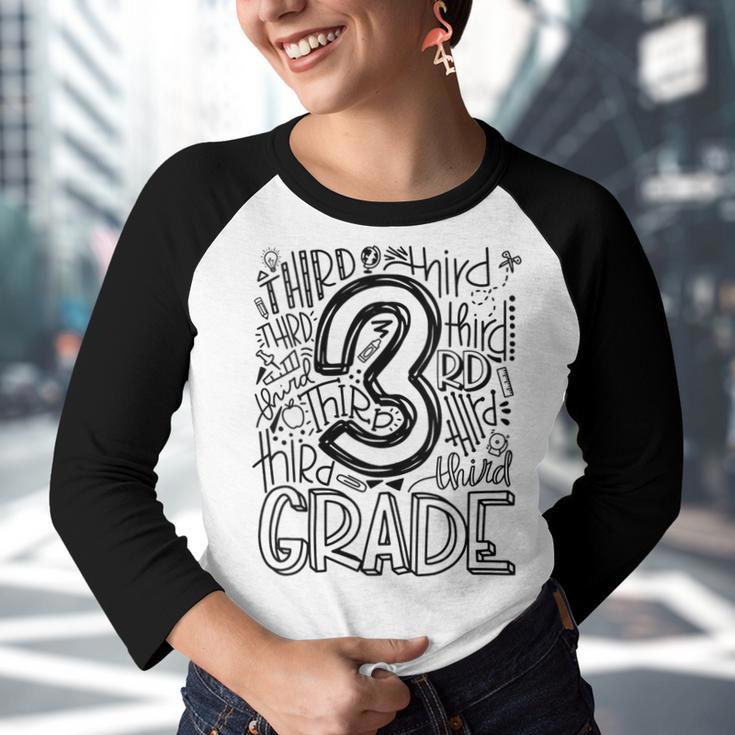 Third Grade Typography For Student&Teacher Back To School Youth Raglan Shirt