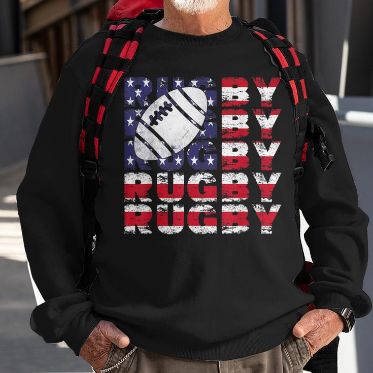 4Th Of July Rugby American Flag Vintage Sports Patriotic Sweatshirt Gifts for Old Men