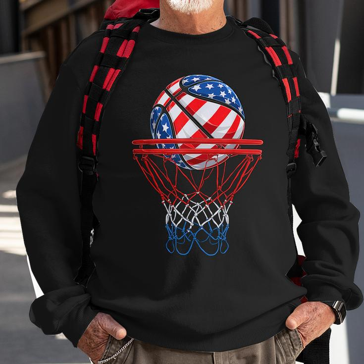 4Th Of July American Patriotic Basketball Us Flag Men Boys Patriotic Funny Gifts Sweatshirt Gifts for Old Men