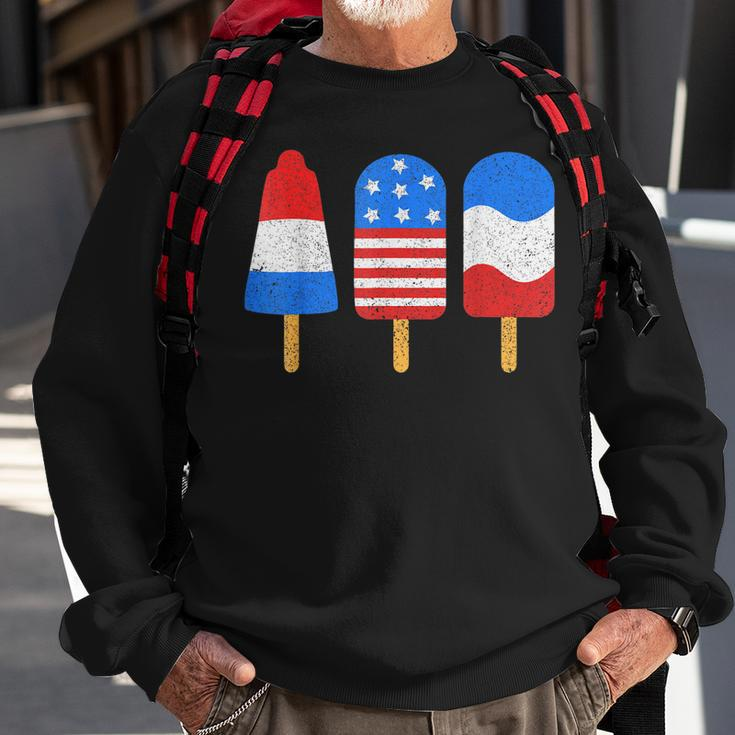 4Th Of July Ice Pops Red White Blue American Flag Patriotic Sweatshirt Gifts for Old Men