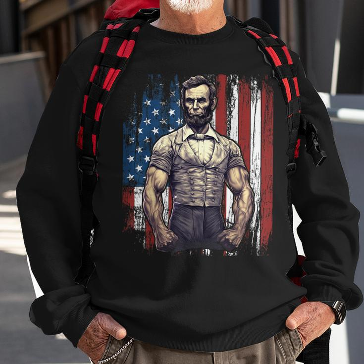 4Th Of July Patriotic Funny Abraham Lincoln Graphic July 4Th Sweatshirt Gifts for Old Men