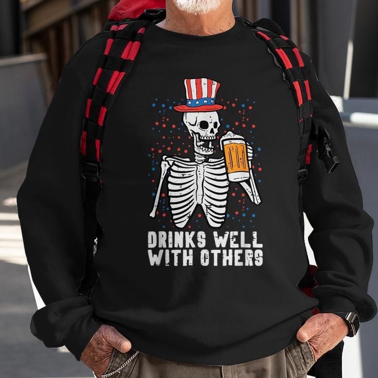 4Th Of July Skeleton American Flag Funny Patriotic Dad Men Patriotic Funny Gifts Sweatshirt Gifts for Old Men