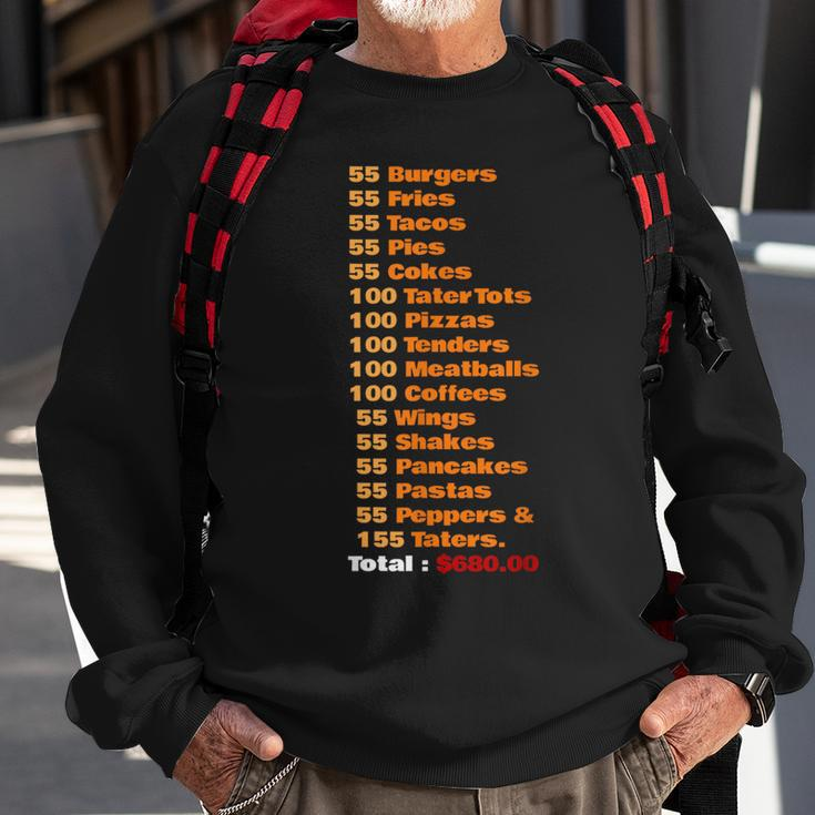 55 Burgers 55 Shakes 55 Fries Think You Should Leave Funny Burgers Funny Gifts Sweatshirt Gifts for Old Men