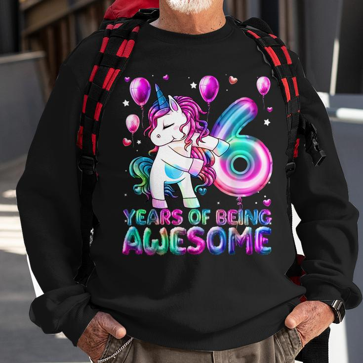 6 Years Of Being Awesome 6Th Birthday Girl Unicorn Party Sweatshirt Gifts for Old Men