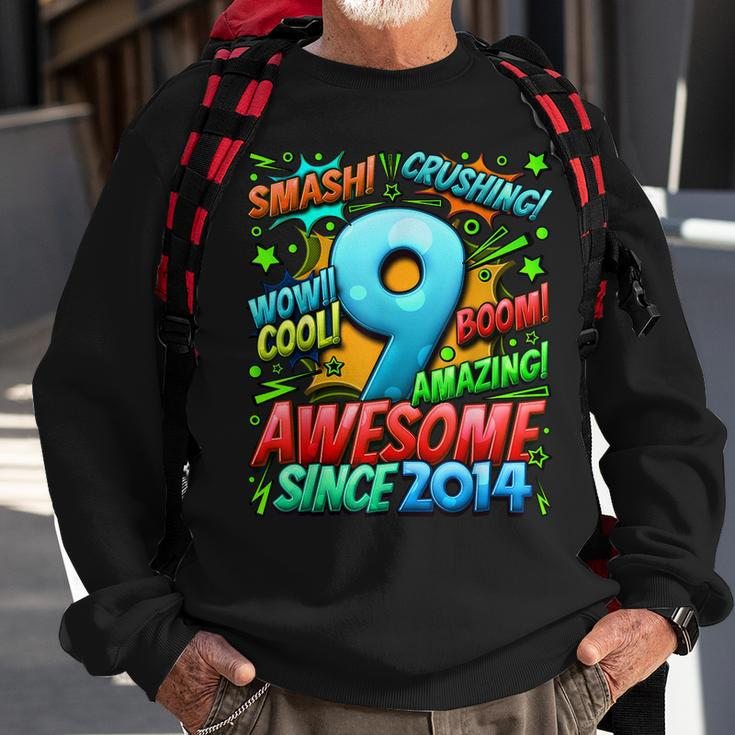 9Th Birthday Comic Style Awesome Since 2014 9 Year Old Boy Sweatshirt Gifts for Old Men