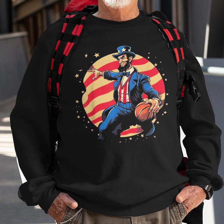 Abraham Lincoln Usa Fourth 4Th Of July Funny Basketball Sweatshirt Gifts for Old Men