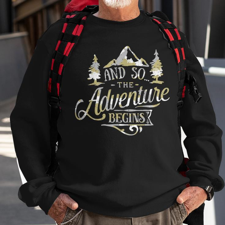 The Adventure Begins Vintage Look CamoSweatshirt Gifts for Old Men