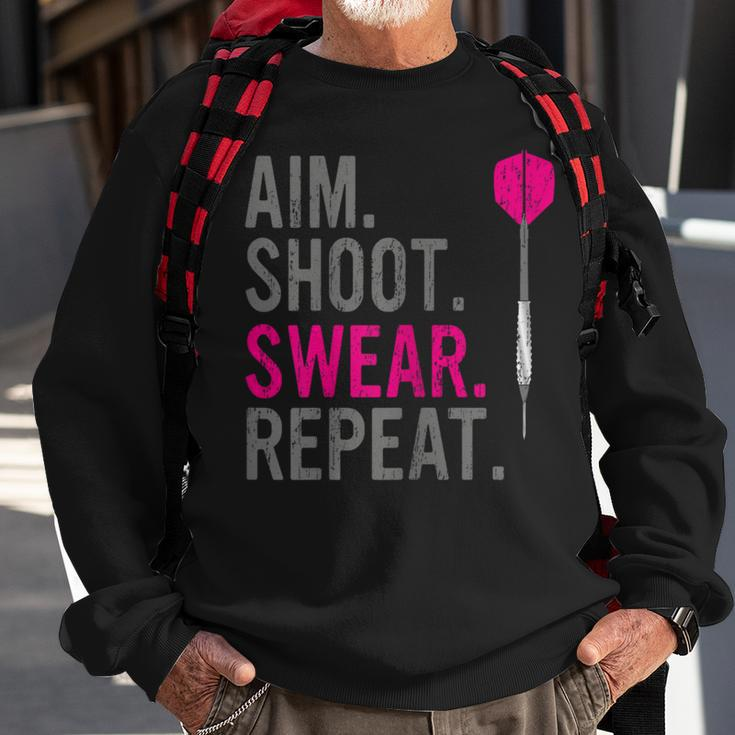 Aim Shoot Swear Repeat - Darts Sweatshirt Gifts for Old Men