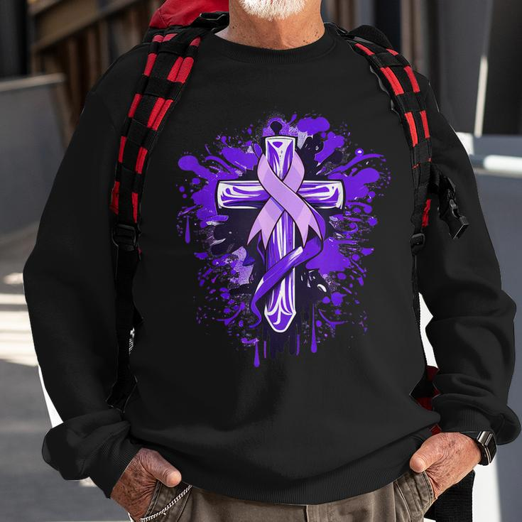 All Cancer Awareness Cross All Cancer Month Sweatshirt Gifts for Old Men