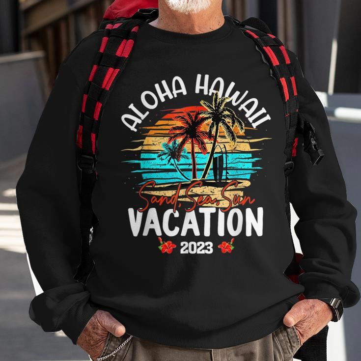 Aloha Hawaii Hawaiian Vacation 2023 Matching Family Group Sweatshirt Gifts for Old Men
