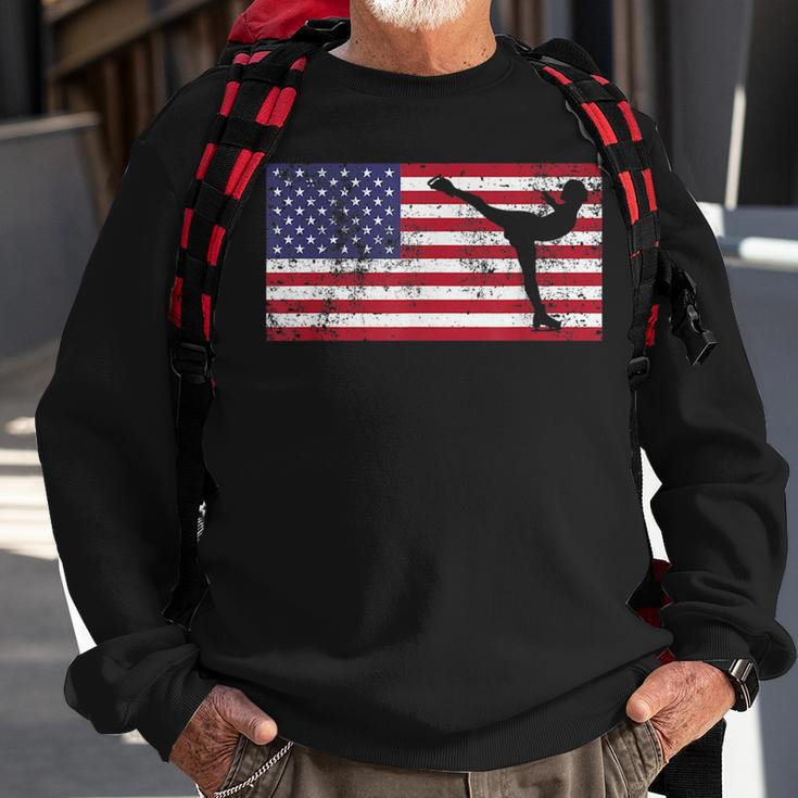 America Flag Ice Skating Skater Patriotic 4Th Of July Patriotic Funny Gifts Sweatshirt Gifts for Old Men