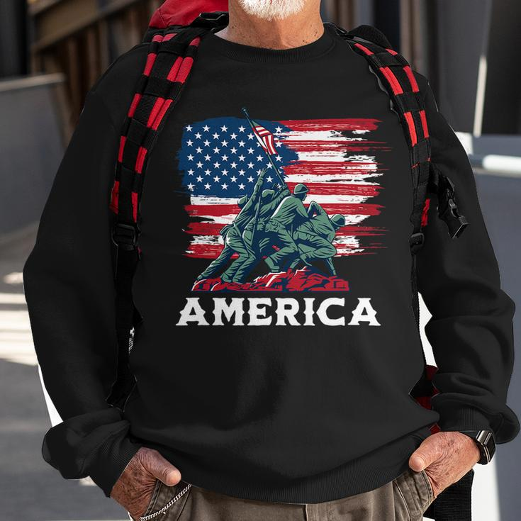 America Military Soldiers Veteran Usa Flag Sweatshirt Gifts for Old Men