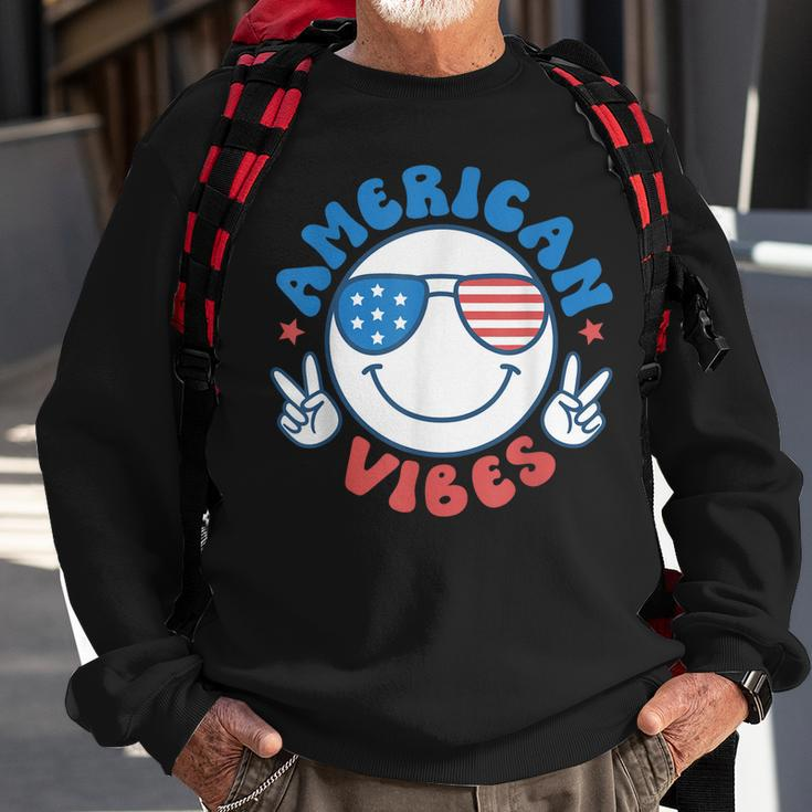 America Vibes Fourth 4Th Of July Happy Face Smile Patriotic Sweatshirt Gifts for Old Men