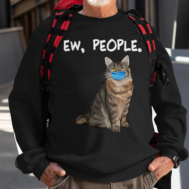 American Bobtail Ew People Cat Wearing Face Mask Sweatshirt Gifts for Old Men