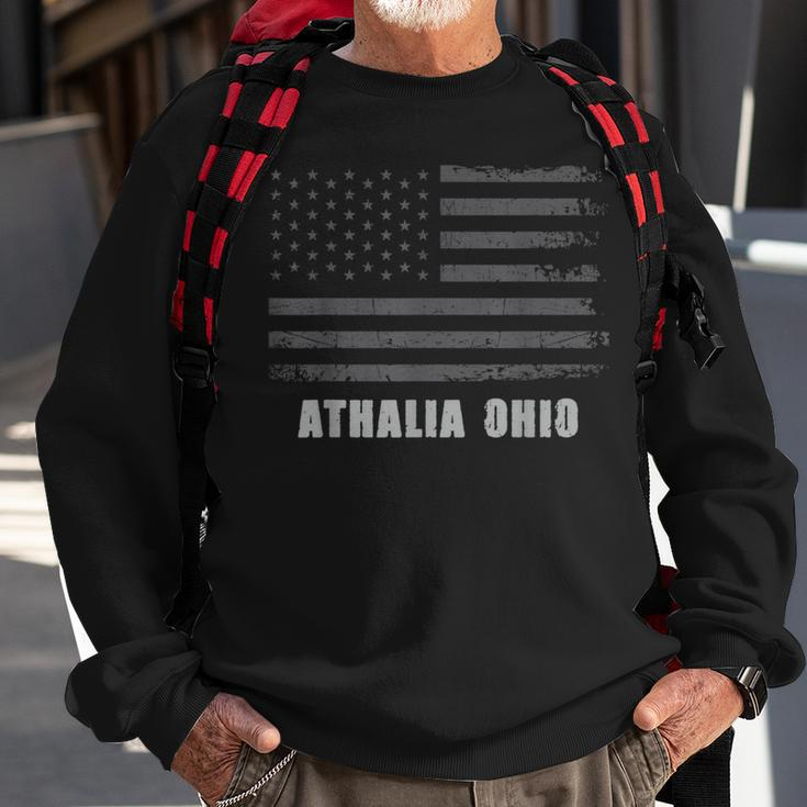 American Flag Athalia Ohio Usa Patriotic Souvenir Sweatshirt Gifts for Old Men
