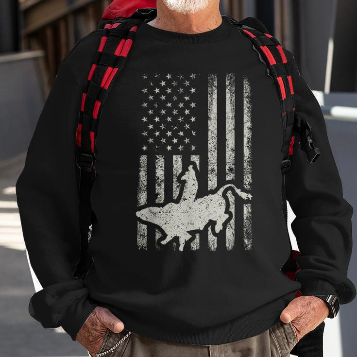 American Flag Bull Riding Cowboy Gift For Men Rodeo Rodeo Funny Gifts Sweatshirt Gifts for Old Men