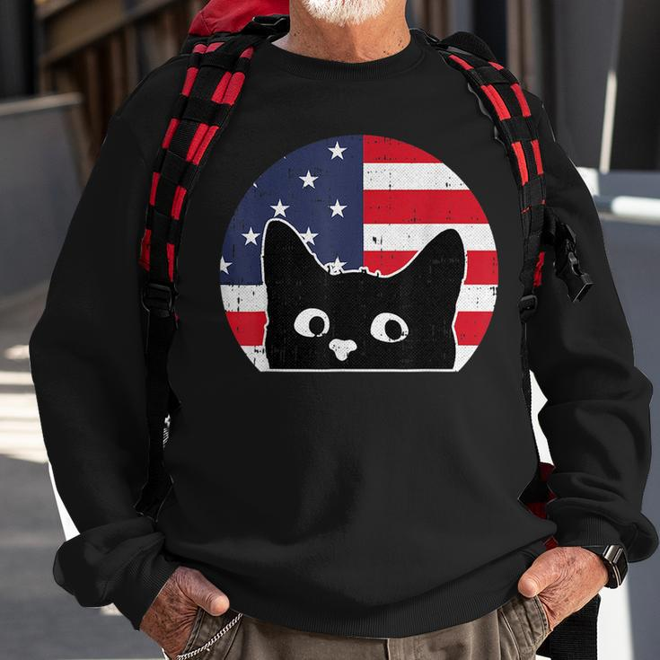 American Flag Cat 4Th Of July Kitten Patriotic Pet Lover Sweatshirt Gifts for Old Men
