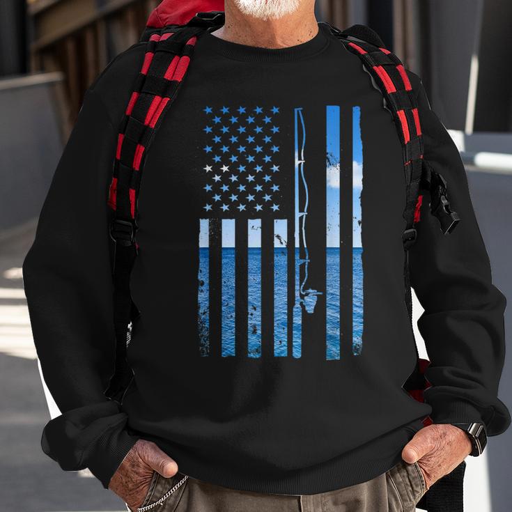 American Flag Fish Fisher Fisherman Bass Fishing Usa Sweatshirt Gifts for Old Men