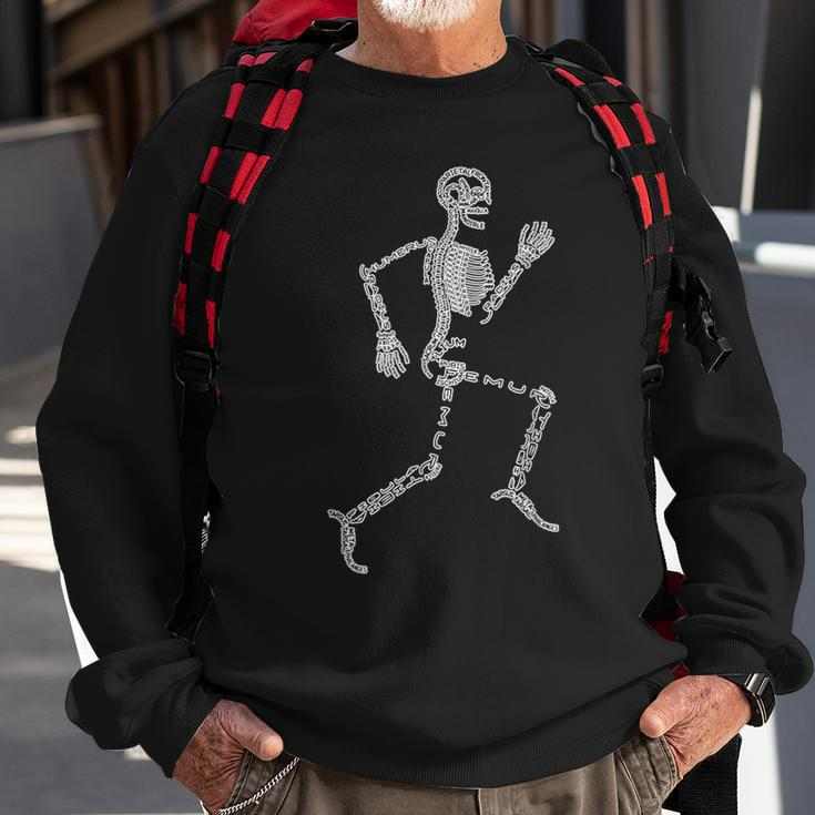 Anatomy Labels Human Skeleton Running Bone Names For Geeks Sweatshirt Gifts for Old Men