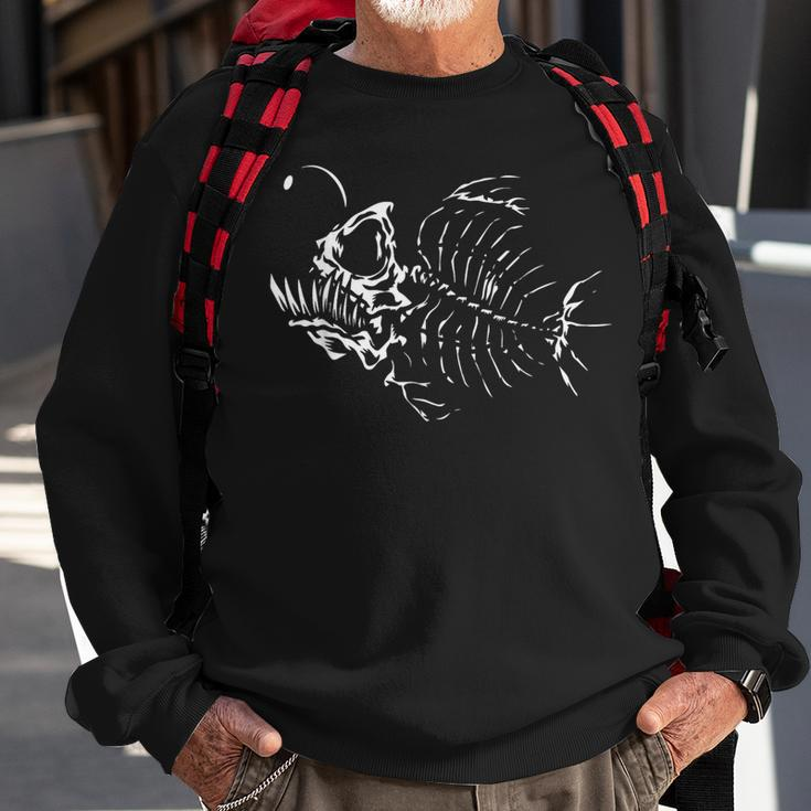 Angle Fish Skeleton Halloween Costume Scary Deep Sea Animal Sweatshirt Gifts for Old Men