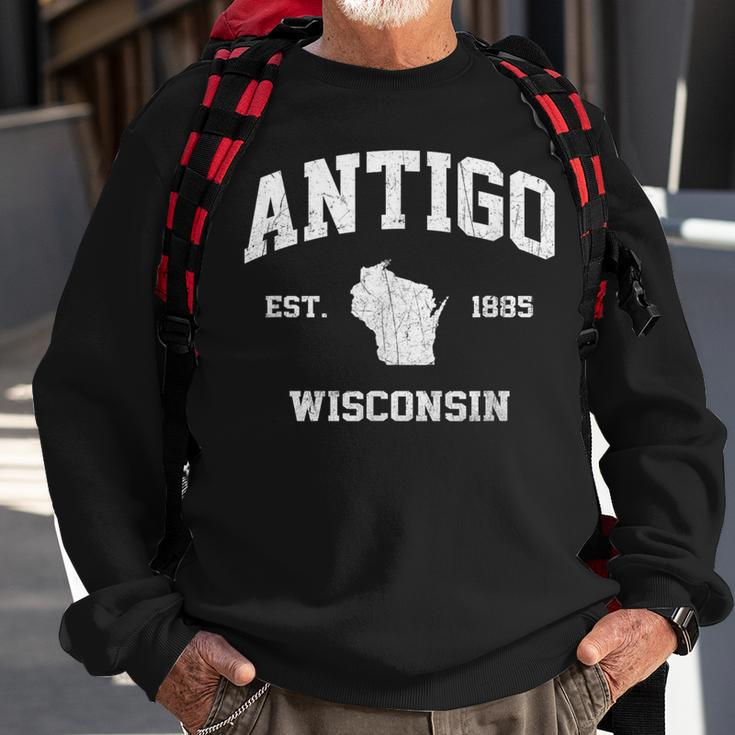 Antigo Wisconsin Wi Vintage State Athletic Style Sweatshirt Gifts for Old Men