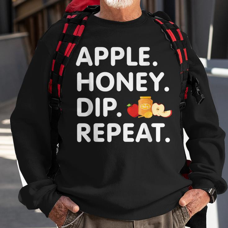 Apple Honey Dip Repeat Rosh Hashanah Jewish New Year Sweatshirt Gifts for Old Men