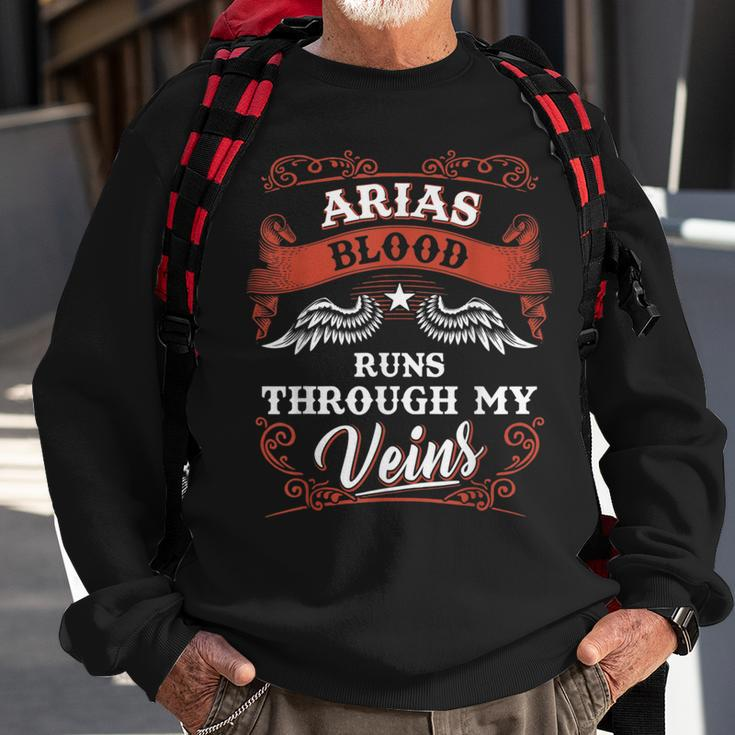 Arias Blood Runs Through My Veins Family Christmas Sweatshirt Gifts for Old Men