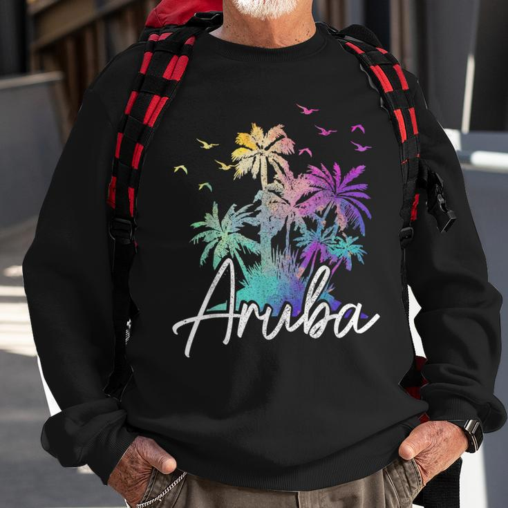 Aruba Beach Vintage Palm Trees Vacation Aruba Funny Gifts Sweatshirt Gifts for Old Men