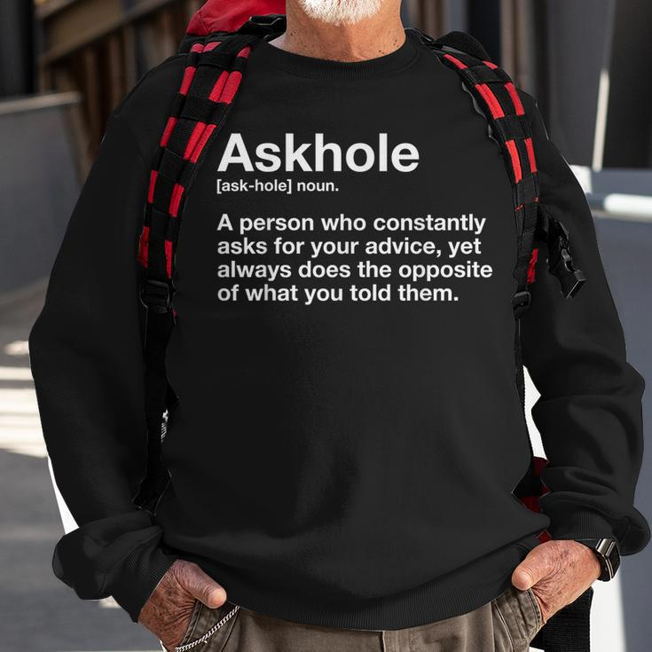Askhole Definition Hilarious Gag Dictionary Adult Sweatshirt Gifts for Old Men