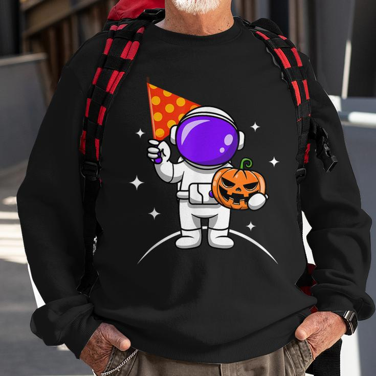 Astronaut Pumpkin Lazy Halloween Costume Cool Spaceman Sweatshirt Gifts for Old Men