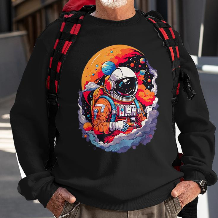 Astronaut In Space Astronaut With Planets Spaceman Sweatshirt Gifts for Old Men