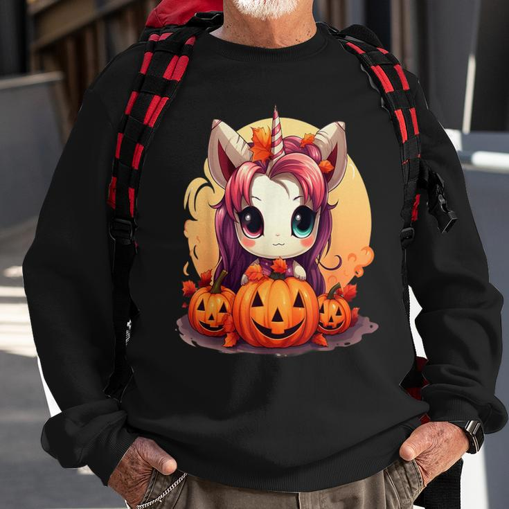 Autumn Halloween Costume Kawaii Pumpkin Unicorn Magic Sweatshirt Gifts for Old Men