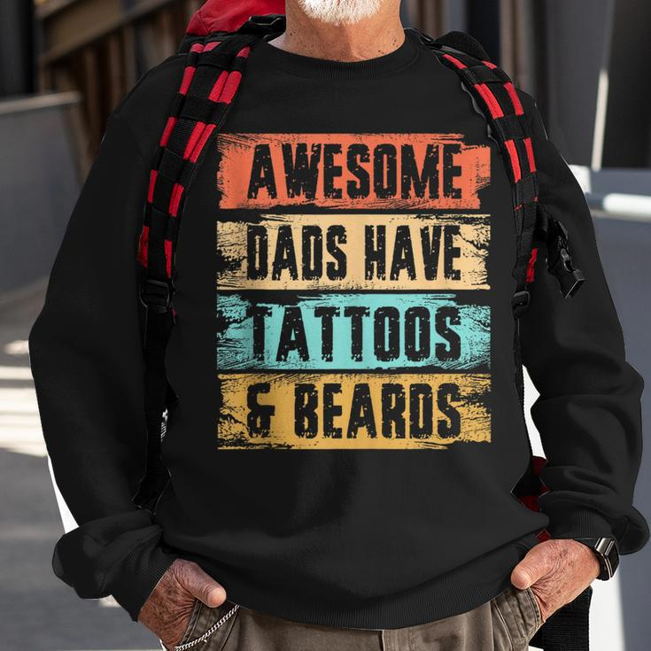 Awesome Dads Have Tattoos And Beards Vintage Fathers Day Men Sweatshirt Gifts for Old Men