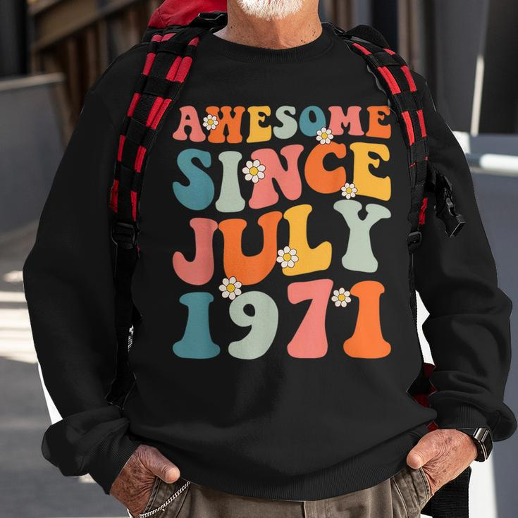 Awesome Since July 1971 Hippie Retro Groovy Birthday Sweatshirt Gifts for Old Men