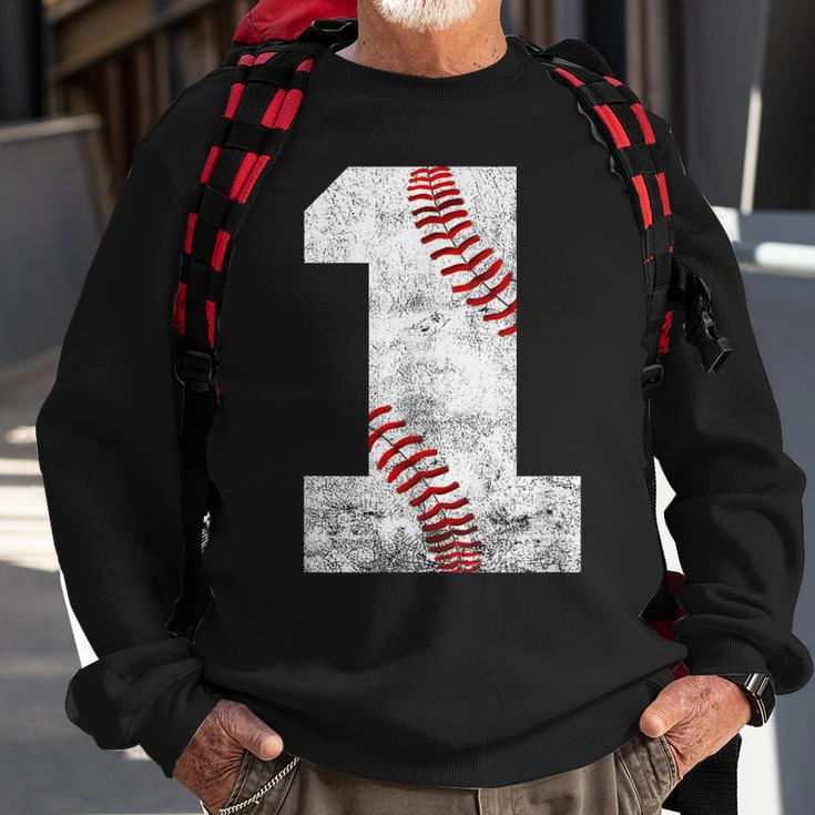 Baseball Jersey Number 1 Vintage 1St Birthday Sweatshirt Gifts for Old Men