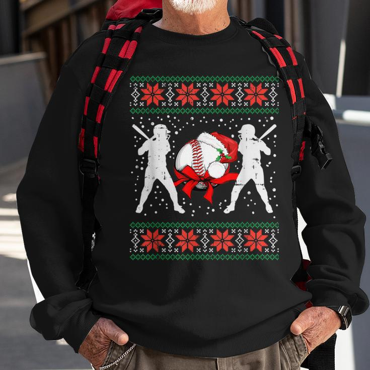 Baseball Ugly Christmas Sweater Softball Batter Hitter Sweatshirt Gifts for Old Men