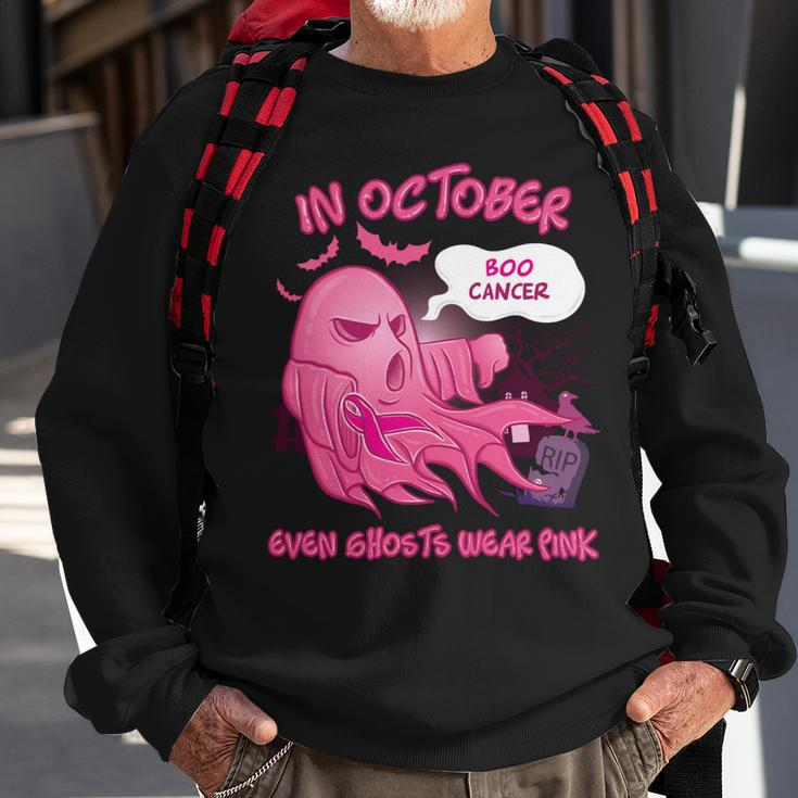 Bc Breast Cancer Awareness In October Even Ghosts Wear Pink Boo Breast Cancer Ghost1 Cancer Sweatshirt Gifts for Old Men