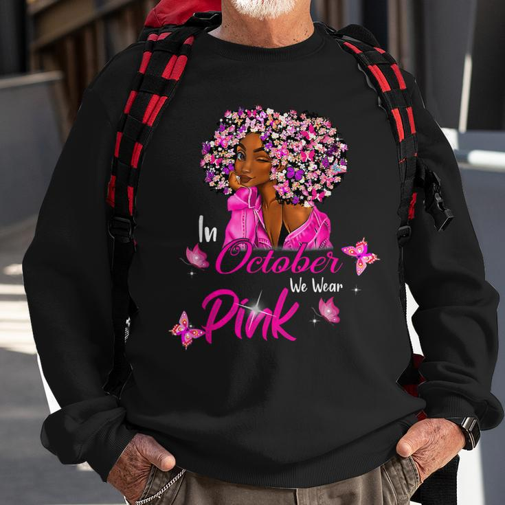 Bc Breast Cancer Awareness In October We Wear Pink Black Women Cancer Sweatshirt Gifts for Old Men