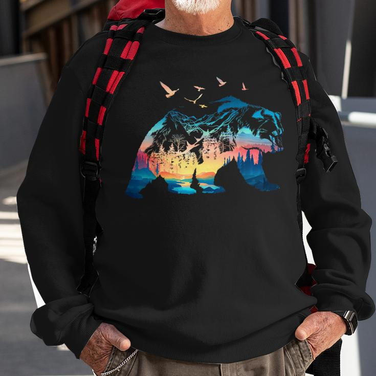 Bear Nature Outdoor Mountains Forest Trees Bear Wildlife Sweatshirt Gifts for Old Men
