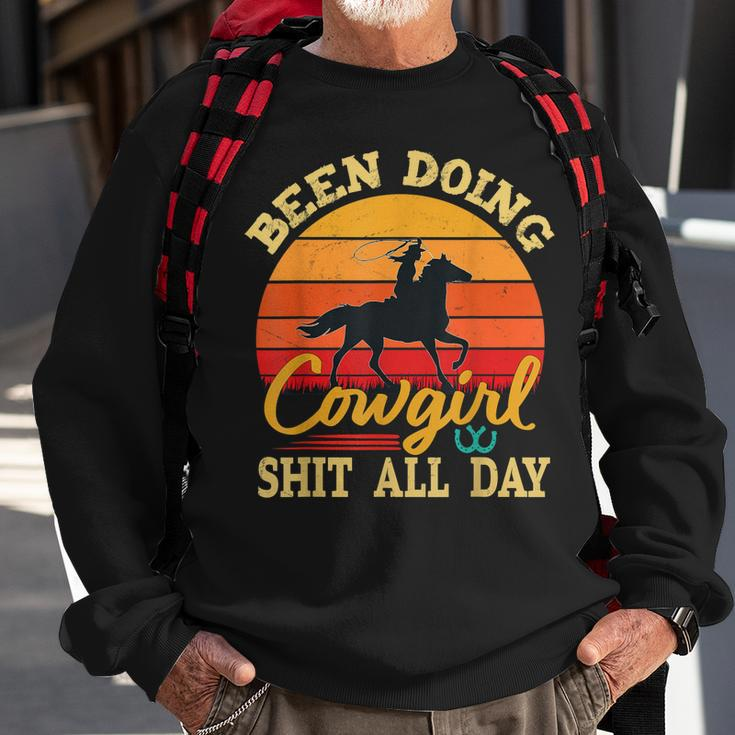 Been Doing Cowboy Shit All Day Retro Vintage Funny Cowgirl Sweatshirt Gifts for Old Men