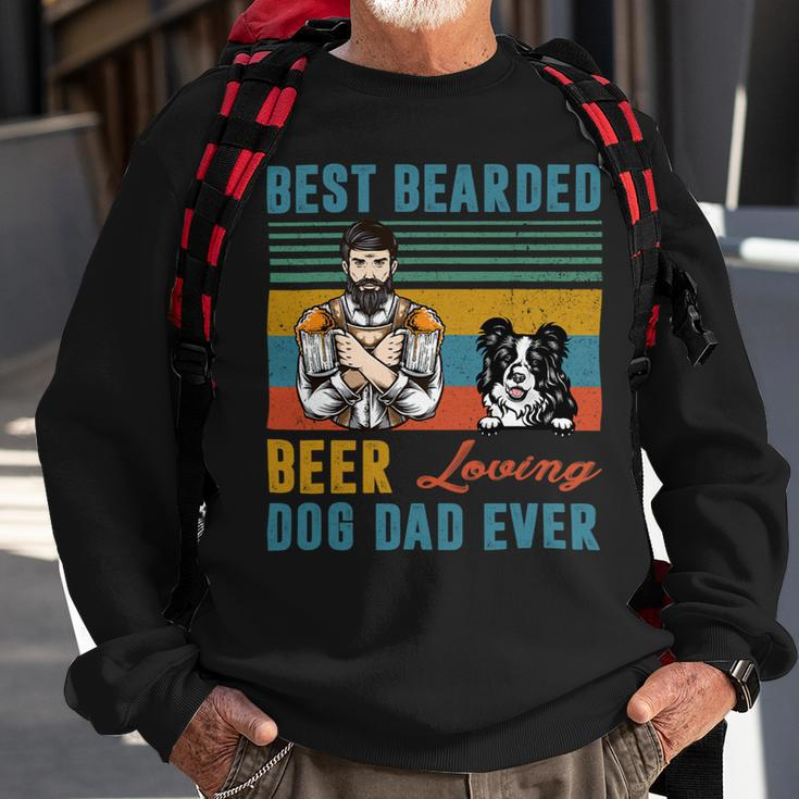 Beer Best Bearded Beer Loving Dog Dad Ever Border Collie Dog Love Sweatshirt Gifts for Old Men