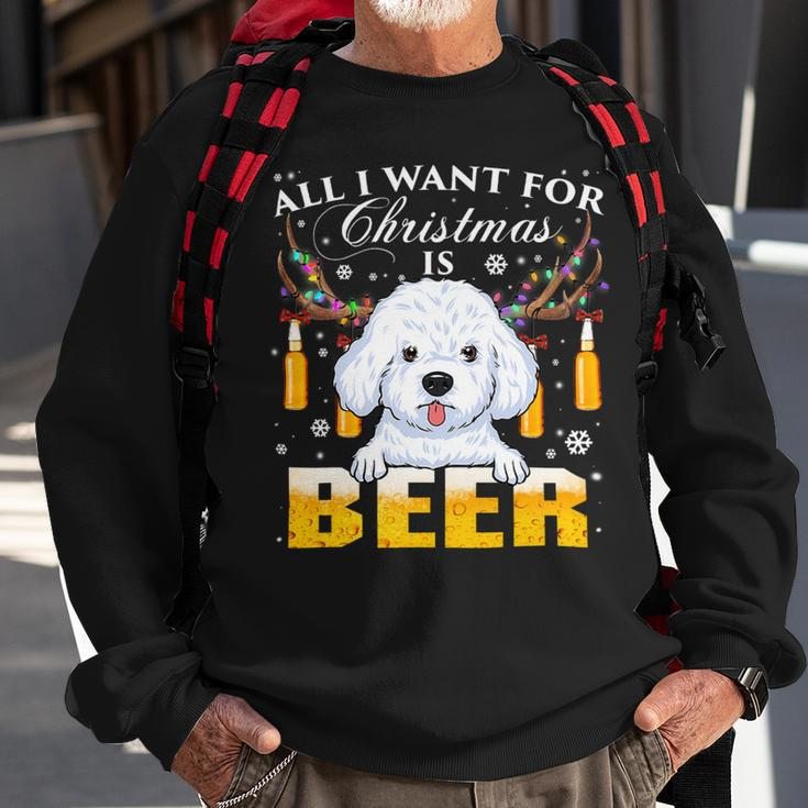 Beer Bichon Frise Reindeer Beer Christmas Ornaments Xmas Lights Sweatshirt Gifts for Old Men