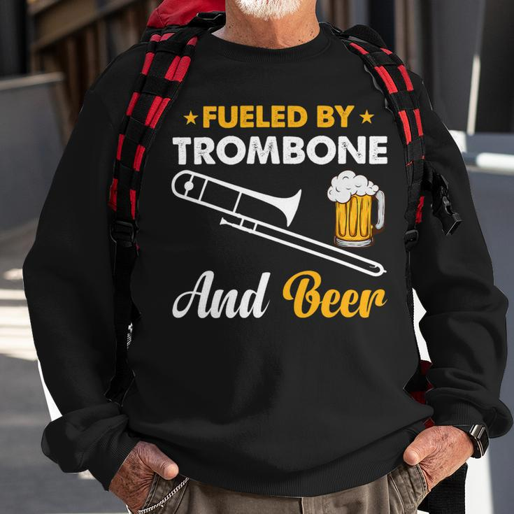 Beer Fueled By Trombone And Beer Trombone Musician Beer Drinker Sweatshirt Gifts for Old Men