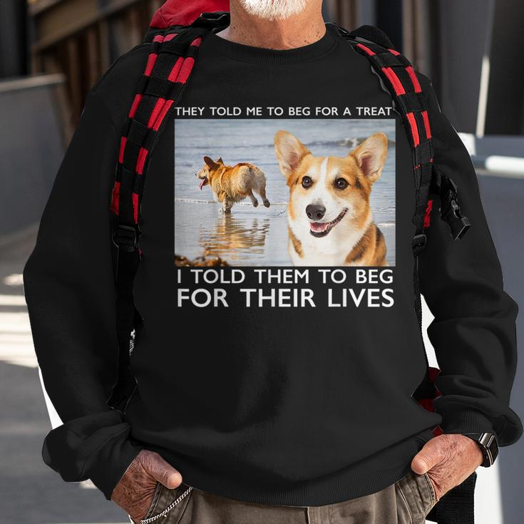 Beg For Their Lives Psycho Corgi Beach Graphic Sweatshirt Gifts for Old Men
