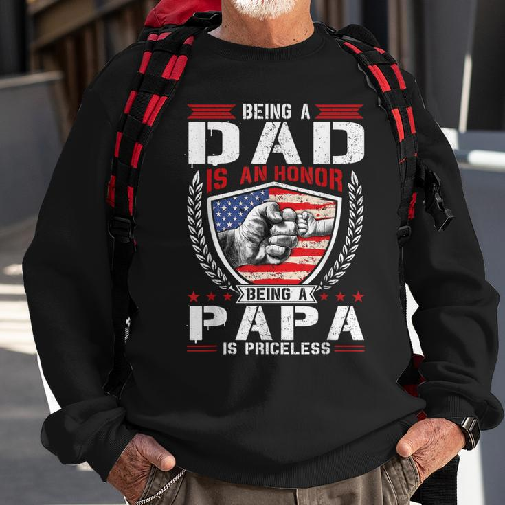 Being Dad Is An Honor Being Papa Is Priceless Usa Flag Daddy Sweatshirt Gifts for Old Men