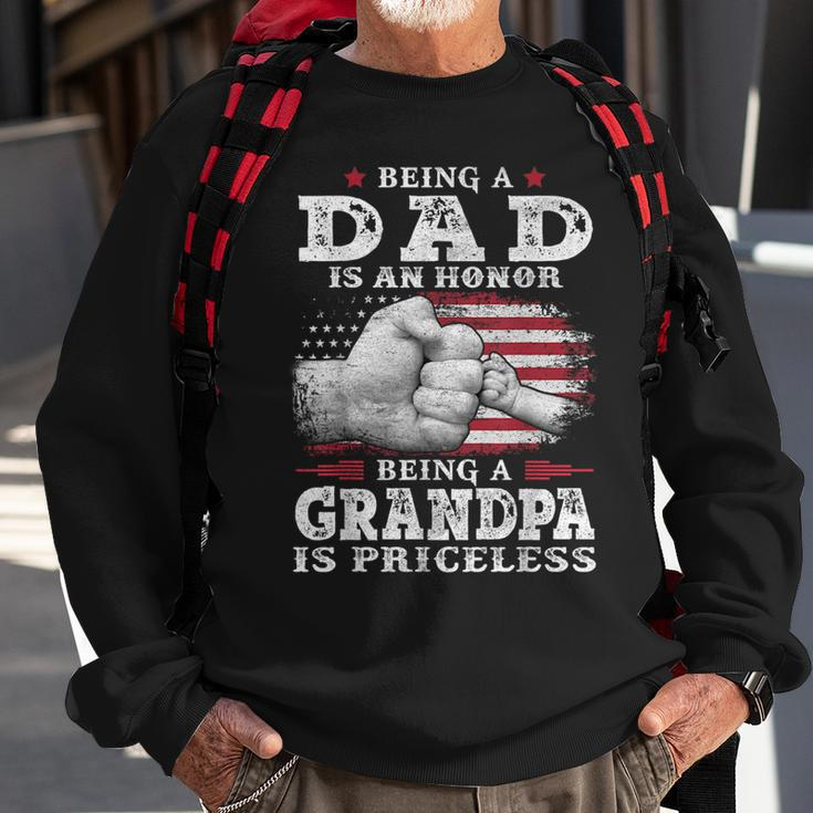 Being Dad Is An Honor Grandpa Is Priceless Flag First Pump Gift For Mens Sweatshirt Gifts for Old Men